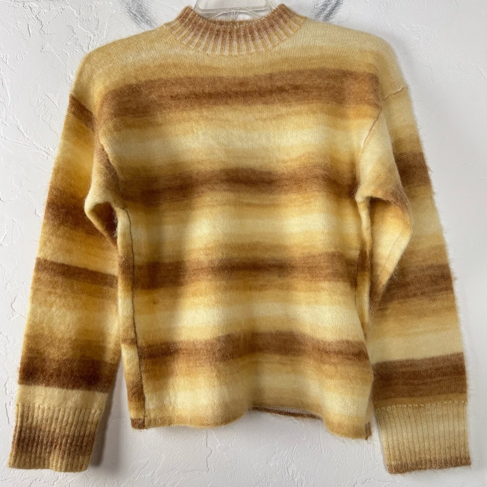 Acne Studios Sweater Pullover Knit Top Ombre Stripe Sand Beige Mohair Alpaca‎